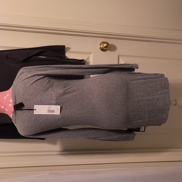 Bobi Los Angeles NWT Long Sleeve Shirred Dress Thunder in Heather Gray M - Picture 3 of 15